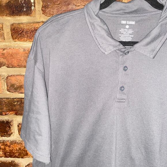 True Classic Gray Short Sleeve Collared Polo Shirt Men's Size 2XL - Picture 2 of 4